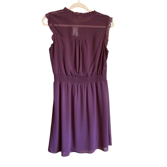Reitman’s Dark Purple Mini Dress-Size Medium-NWT-Sleeveless-Ruffled Sleeve/Neck - Picture 2 of 11